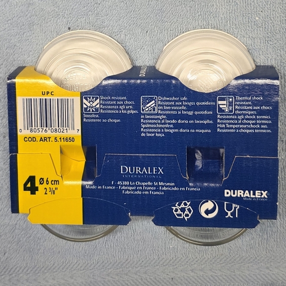 Duralex Lys Stackable Bowls, set of four clear tempered glass bowls, 2 3/8 Inch - Picture 2 of 2